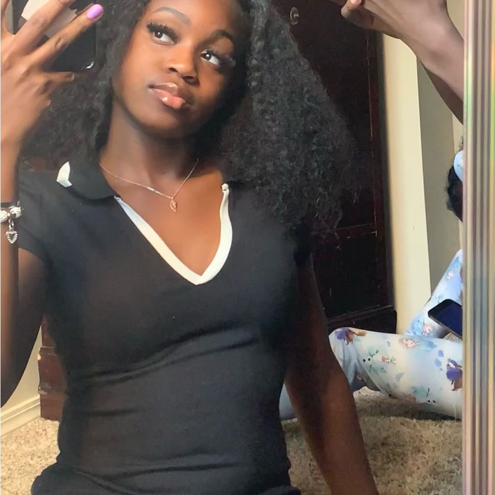 Black dress with collar bone
